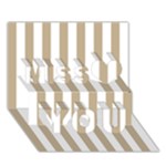 Vertical Stripes - White and Khaki Brown Miss You 3D Greeting Card (7x5)