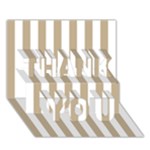 Vertical Stripes - White and Khaki Brown THANK YOU 3D Greeting Card (7x5)