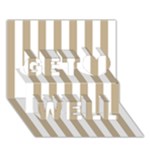 Vertical Stripes - White and Khaki Brown Get Well 3D Greeting Card (7x5)