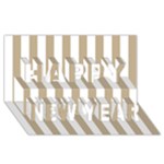 Vertical Stripes - White and Khaki Brown Happy New Year 3D Greeting Card (8x4)