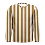 Vertical Stripes - White and Golden Brown Men s Long Sleeve T-shirt