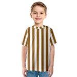 Vertical Stripes - White and Golden Brown Kid s Sport Mesh Tee