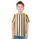 Vertical Stripes - White and Golden Brown Kid s Cotton Tee
