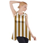 Vertical Stripes - White and Golden Brown Side Drop Tank Tunic