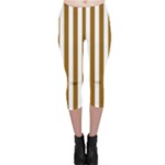 Vertical Stripes - White and Golden Brown Capri Leggings
