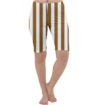 Vertical Stripes - White and Golden Brown Cropped Leggings