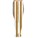 Vertical Stripes - White and Golden Brown Women s Tights