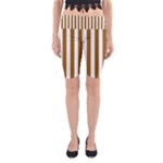 Vertical Stripes - White and Golden Brown Yoga Cropped Leggings