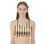 Vertical Stripes - White and Golden Brown Women s Sports Bra with Border