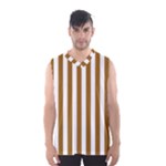 Vertical Stripes - White and Golden Brown Men s Basketball Tank Top
