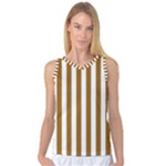 Vertical Stripes - White and Golden Brown Women s Basketball Tank Top