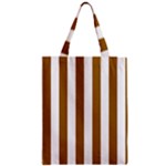 Vertical Stripes - White and Golden Brown Zipper Classic Tote Bag