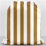 Vertical Stripes - White and Golden Brown Drawstring Bag (Large)