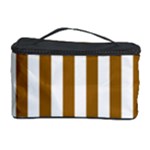 Vertical Stripes - White and Golden Brown Cosmetic Storage Case