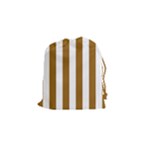Vertical Stripes - White and Golden Brown Drawstring Pouch (S)
