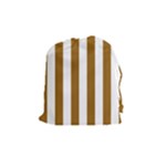 Vertical Stripes - White and Golden Brown Drawstring Pouch (M)
