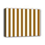 Vertical Stripes - White and Golden Brown Deluxe Canvas 16  x 12  (Stretched)
