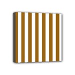 Vertical Stripes - White and Golden Brown Mini Canvas 4  x 4  (Stretched)