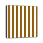 Vertical Stripes - White and Golden Brown Mini Canvas 6  x 6  (Stretched)