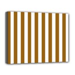 Vertical Stripes - White and Golden Brown Canvas 14  x 11  (Stretched)