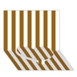 Vertical Stripes - White and Golden Brown Heart Bottom 3D Greeting Card (7x5)