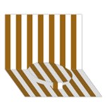 Vertical Stripes - White and Golden Brown Circle Bottom 3D Greeting Card (7x5)