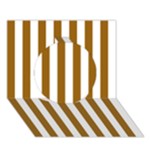 Vertical Stripes - White and Golden Brown Circle 3D Greeting Card (7x5)
