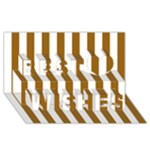 Vertical Stripes - White and Golden Brown Best Wish 3D Greeting Card (8x4)