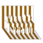 Vertical Stripes - White and Golden Brown Miss You 3D Greeting Card (7x5)
