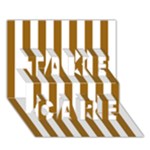 Vertical Stripes - White and Golden Brown TAKE CARE 3D Greeting Card (7x5)