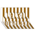 Vertical Stripes - White and Golden Brown Laugh Live Love 3D Greeting Card (8x4)
