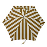 Vertical Stripes - White and Golden Brown Mini Umbrella