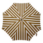 Vertical Stripes - White and Golden Brown Hook Handle Umbrella (Medium)
