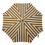 Vertical Stripes - White and Golden Brown Hook Handle Umbrella (Small)