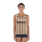 Vertical Stripes - White and Chocolate Brown Women s Sport Tank Top