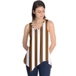 Vertical Stripes - White and Chocolate Brown Sleeveless Tunic
