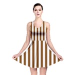Vertical Stripes - White and Chocolate Brown Reversible Skater Dress
