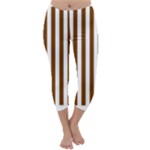 Vertical Stripes - White and Chocolate Brown Capri Winter Leggings
