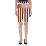 Vertical Stripes - White and Chocolate Brown Yoga Cropped Leggings