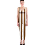 Vertical Stripes - White and Chocolate Brown OnePiece Catsuit