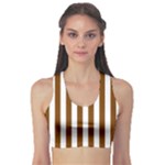 Vertical Stripes - White and Chocolate Brown Women s Sports Bra