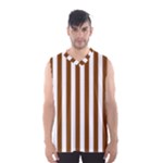 Vertical Stripes - White and Chocolate Brown Men s Basketball Tank Top
