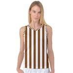 Vertical Stripes - White and Chocolate Brown Women s Basketball Tank Top
