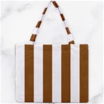 Vertical Stripes - White and Chocolate Brown Mini Tote Bag