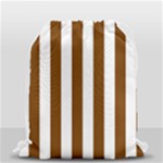 Vertical Stripes - White and Chocolate Brown Drawstring Bag (Small)