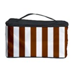 Vertical Stripes - White and Chocolate Brown Cosmetic Storage Case