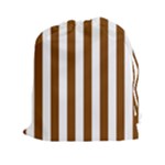 Vertical Stripes - White and Chocolate Brown Drawstring Pouch (XXl)
