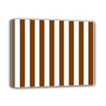 Vertical Stripes - White and Chocolate Brown Deluxe Canvas 14  x 11  (Stretched)