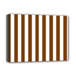 Vertical Stripes - White and Chocolate Brown Deluxe Canvas 16  x 12  (Stretched)
