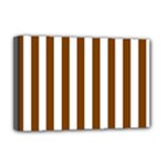 Vertical Stripes - White and Chocolate Brown Deluxe Canvas 18  x 12  (Stretched)